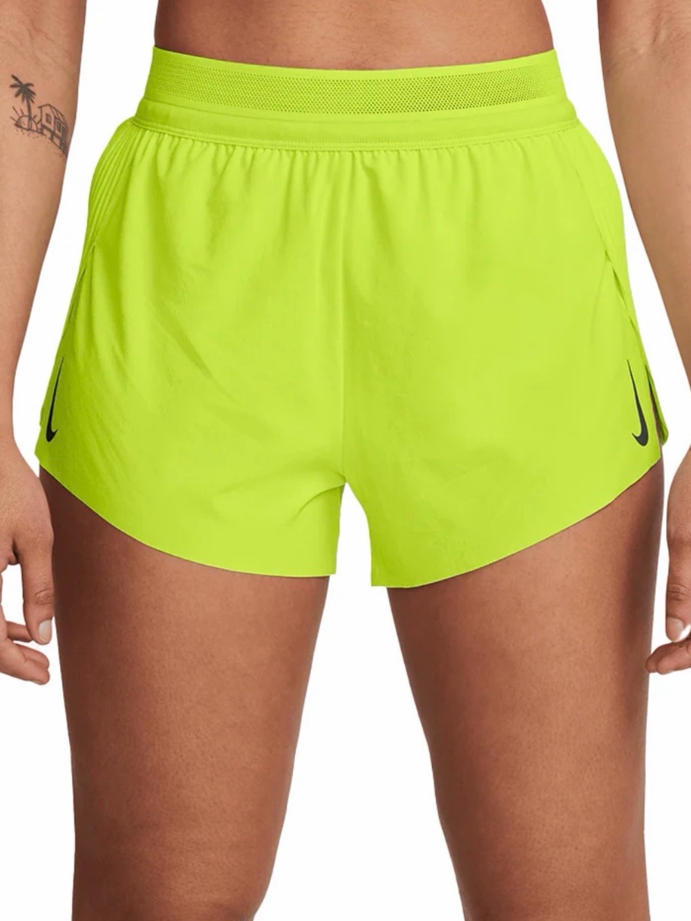 Nike Women's aeroswift Neon Yellow Running Shorts - Mid-Rise